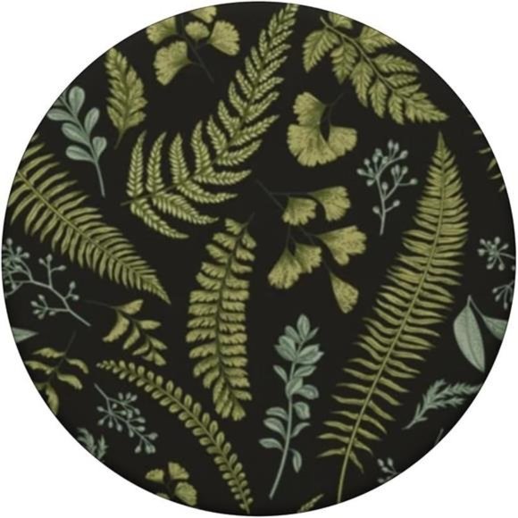 Green Botanical Floral Fern Foliage Leaves Flower Pattern PopSockets PopGrip - Picture 3 of 7